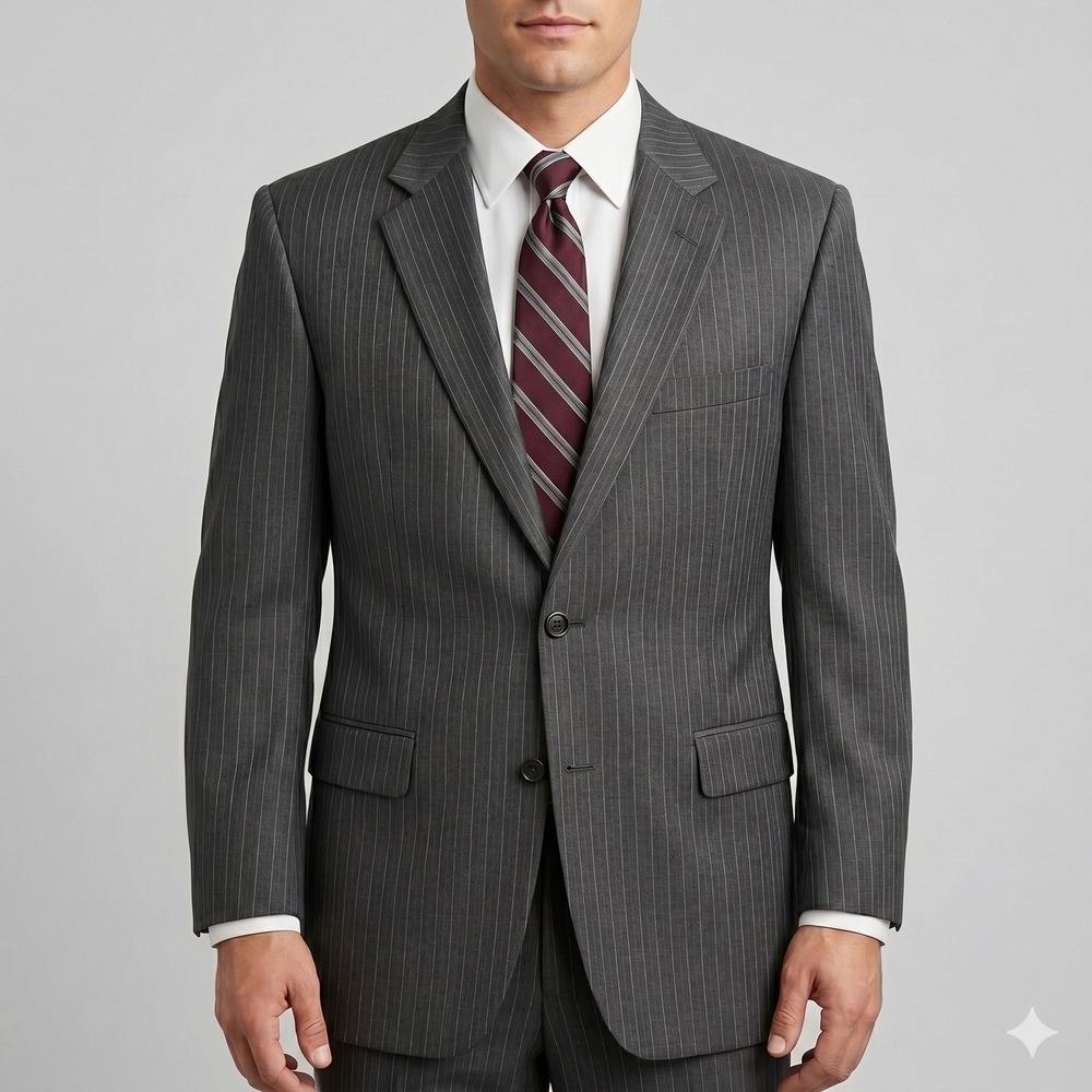 Hickey Freeman‎ x Nordstrom Pinstripe Suit Mens 40R 34x29 Charcoal Wool USA EUC